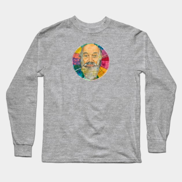 Rainbow Ram Dass Long Sleeve T-Shirt by karenpaytonart